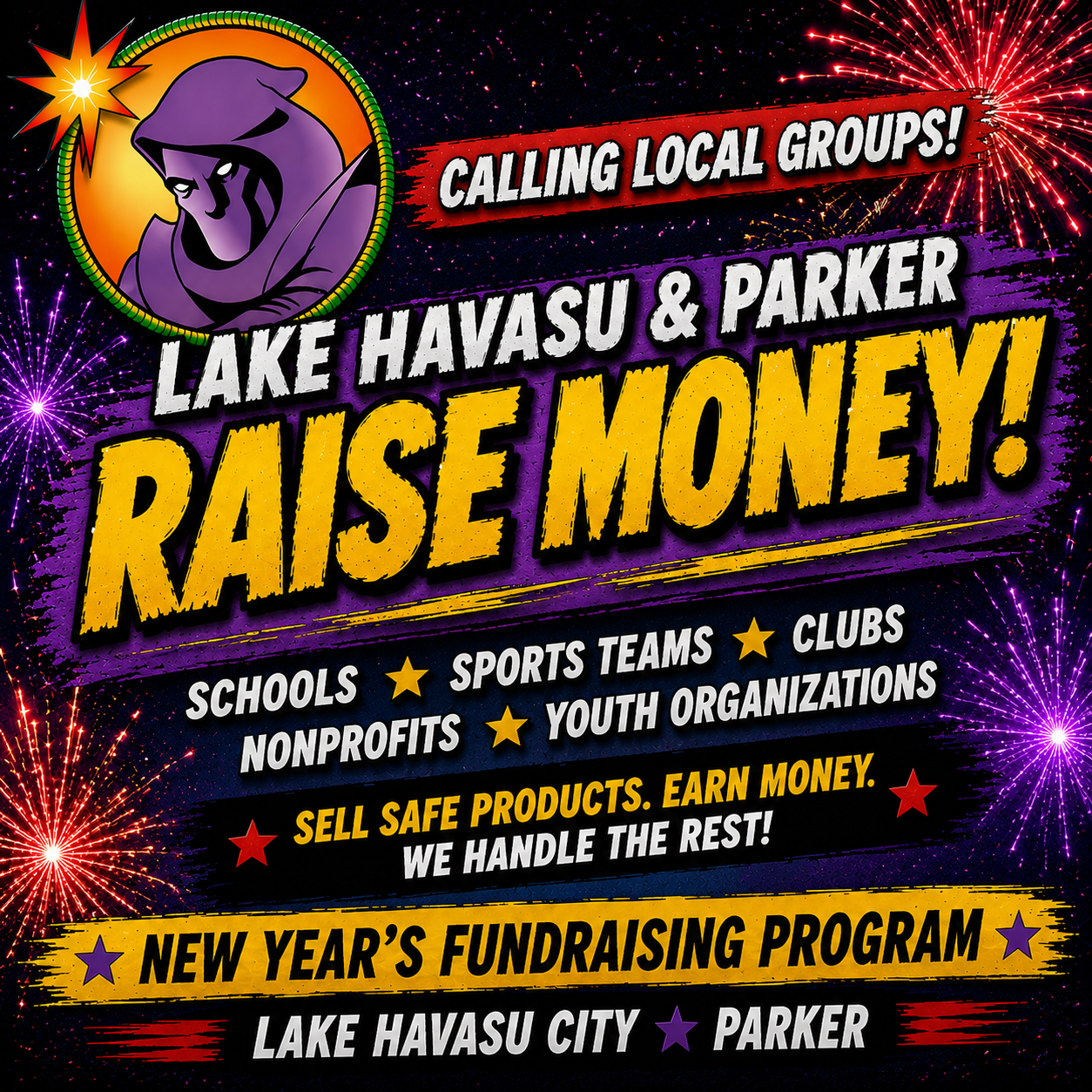 Havasu Fireworks fundraising program promotional artwork